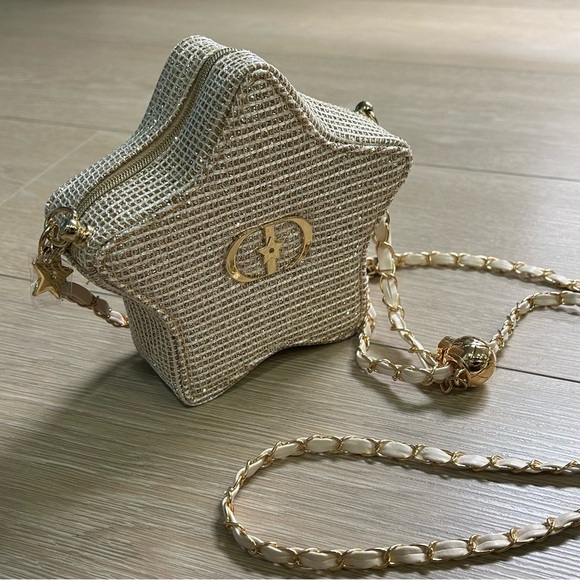 Dior Gold Tweed Star Chain Bag - Picture 4 of 11